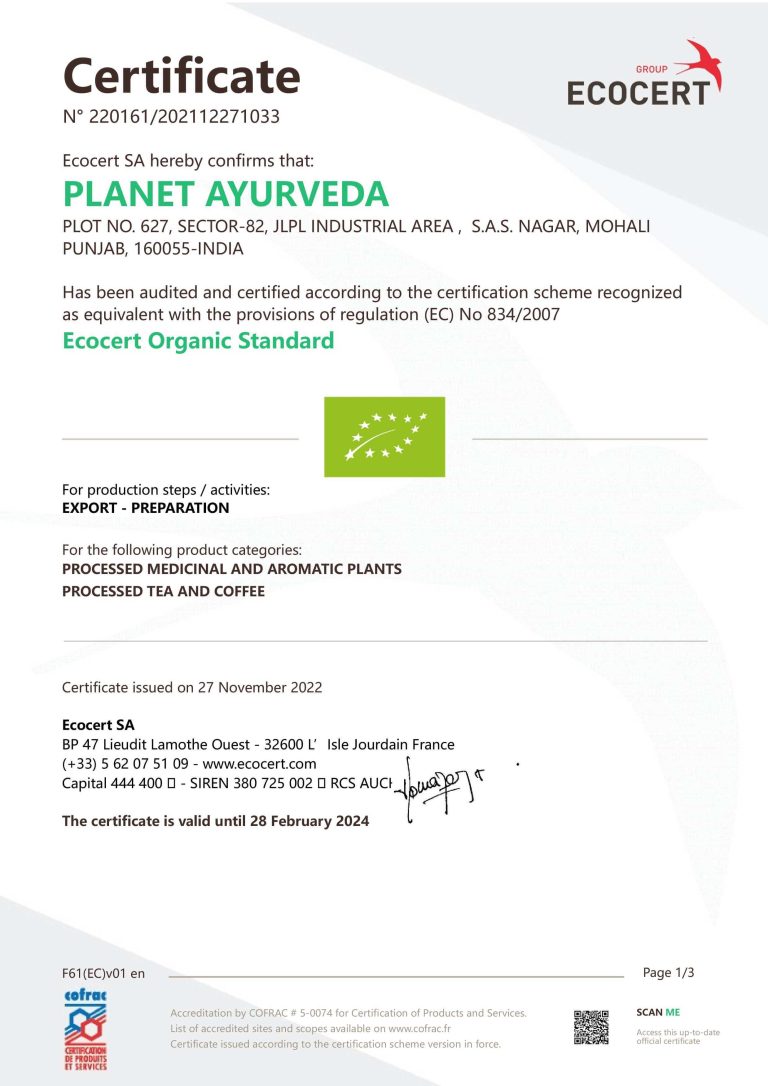 EcoCert Organic Certificate